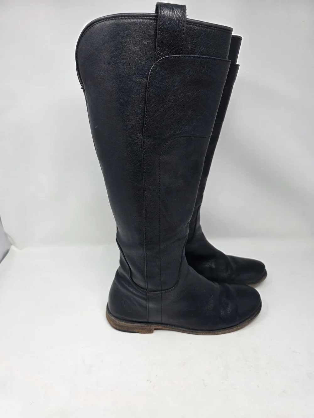 Frye Paige Tall Riding Boots Womens 7.5 Black Leather Pull On Knee High